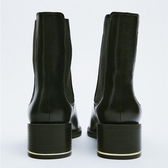 ZARA FLAT ANKLE BOOTS WITH HEEL DETAIL BLACK - Picture 2 of 12